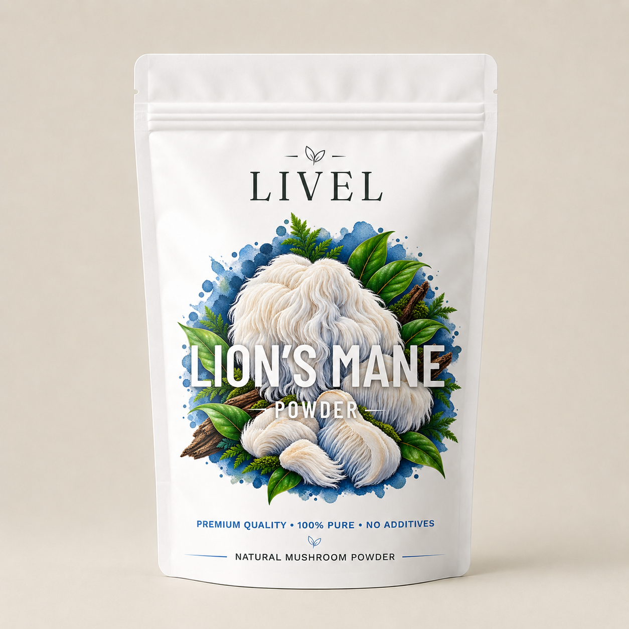 Lion's mane grybo milteliai LIVEL, 150 g pakuotė