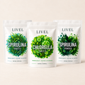 LIVEL rinkinys „Žalioji jėga“ – Spirulinos tabletės, Chlorellos tabletės, Spirulinos milteliai